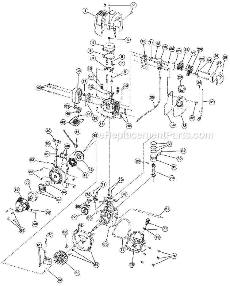 Page B Diagram and Parts List for YM21SS 41AD26SC701 Yard Man Trimmer